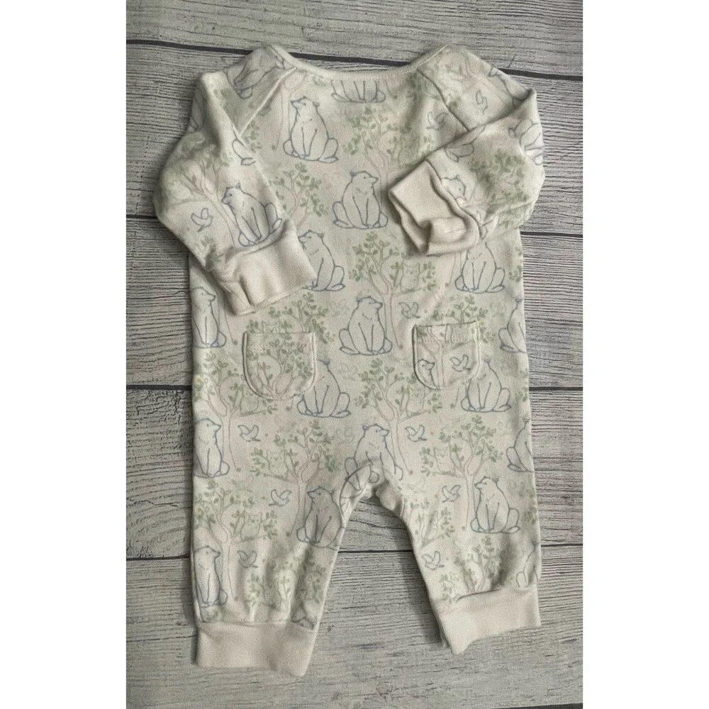 Janie & Jack Blue Bears Green Baby Boy Pajamas Size 0-3 months, Size Newborn